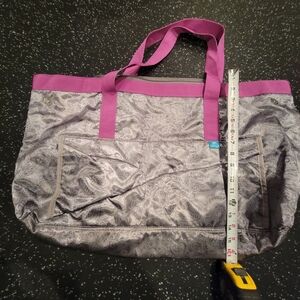 Silver and purple yoga bag